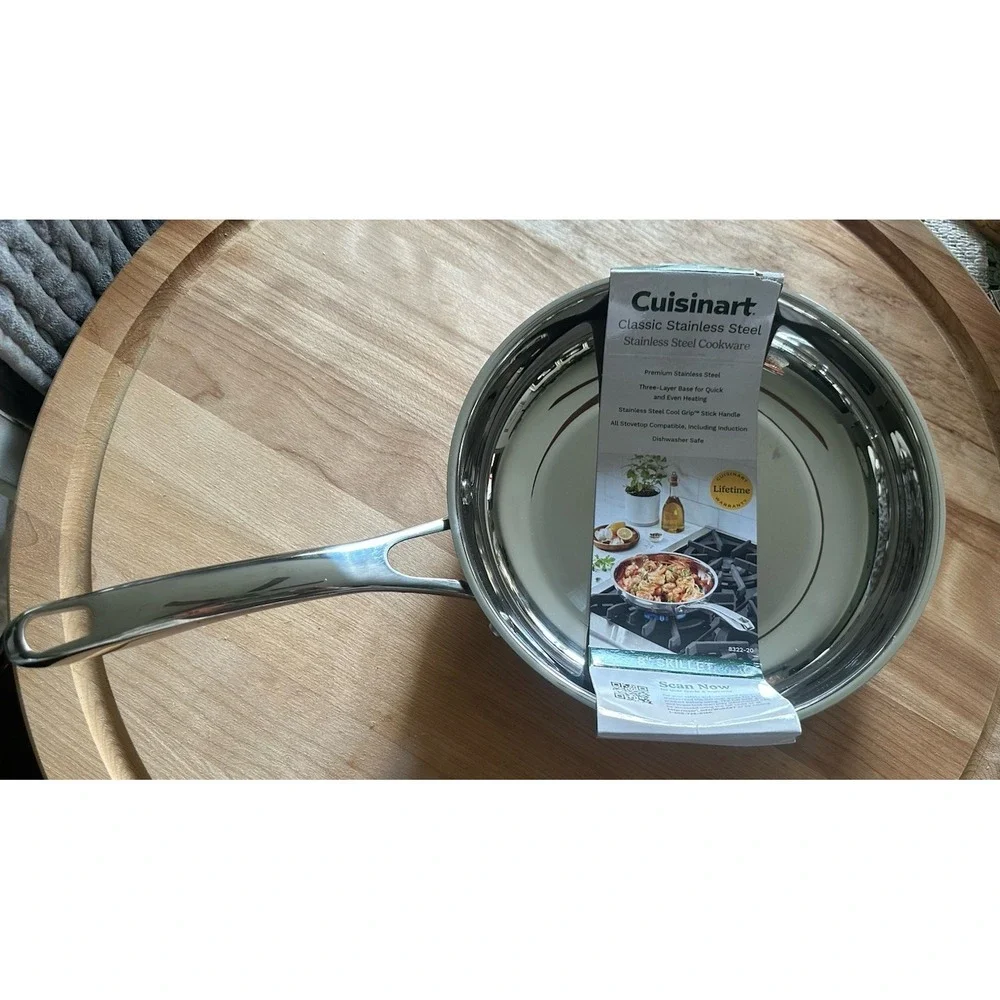 Cuisinart 8‎ Inch Cooking Pan Classic Stainless Steel Skillet Kitchen New